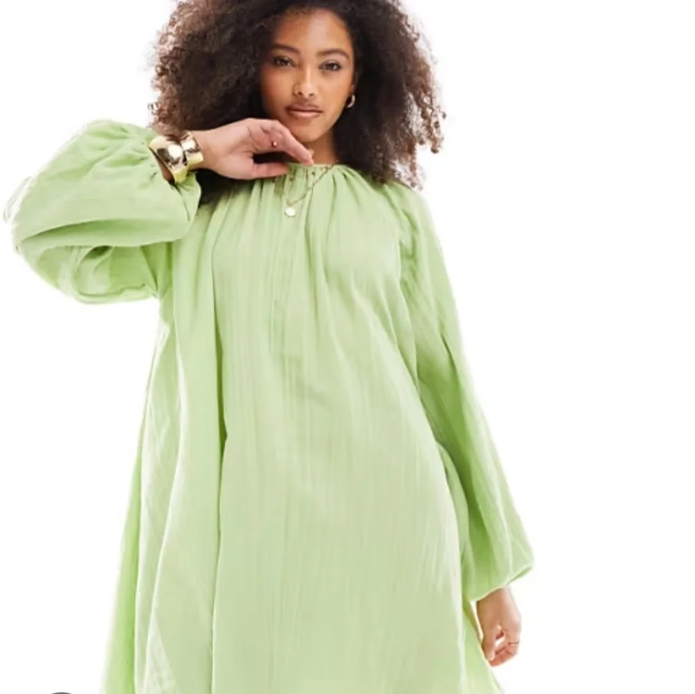 Asos Flowy Green Long Sleeve Dress Sz US 8 - Picture 1 of 8